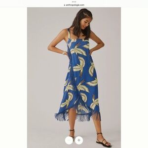 NWT Farm Rio Anthropologie Fringe hem wrap midi dress size medium